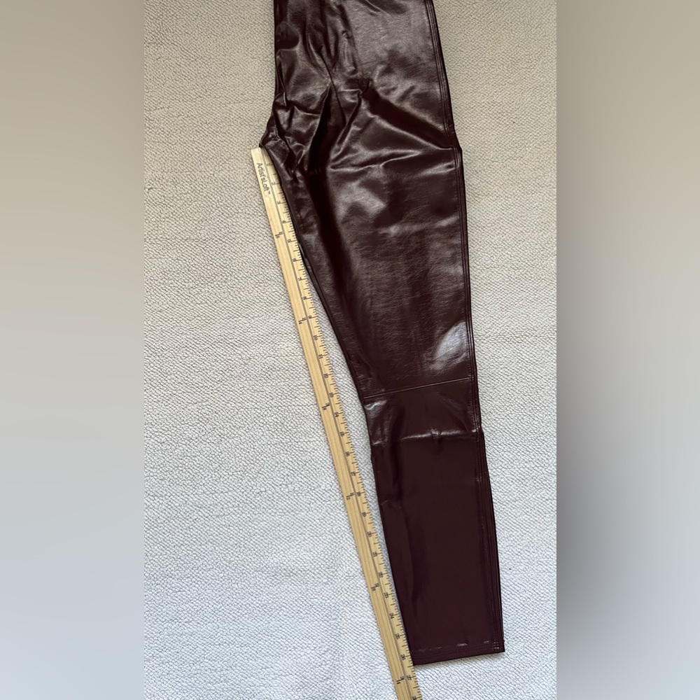 SPANX SHINY FAUX PATENT LEATHER LEGGINGS BURGUNDY/RUBY RED | Size: L - Picture 15 of 15